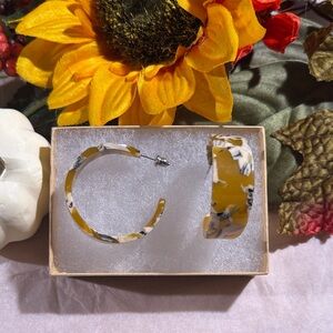 Yellow and White Hoop Earrings